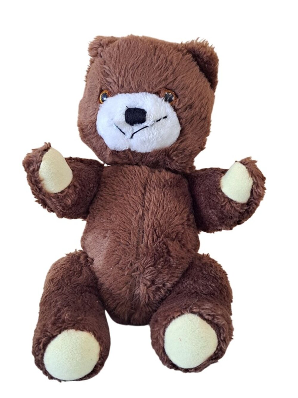 Vintage Knickerbocker Brown Plush Teddy Bear With Plastic Eyes 1970s Collectible
